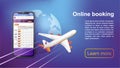 Booking online flights travel. Buy ticket online. Vector illustration.